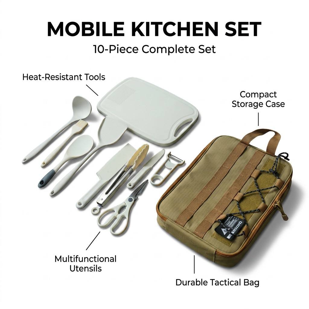 Camping Cooking Equipment Bag - Set di utensili da cucina portatile