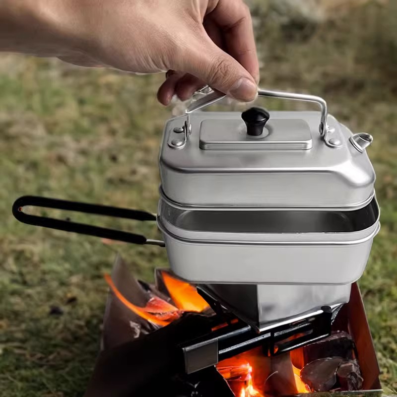 Camping Cooking Set Stainless Steel - Ultraleggero portatile Picnic campeggio bollitore turistico
