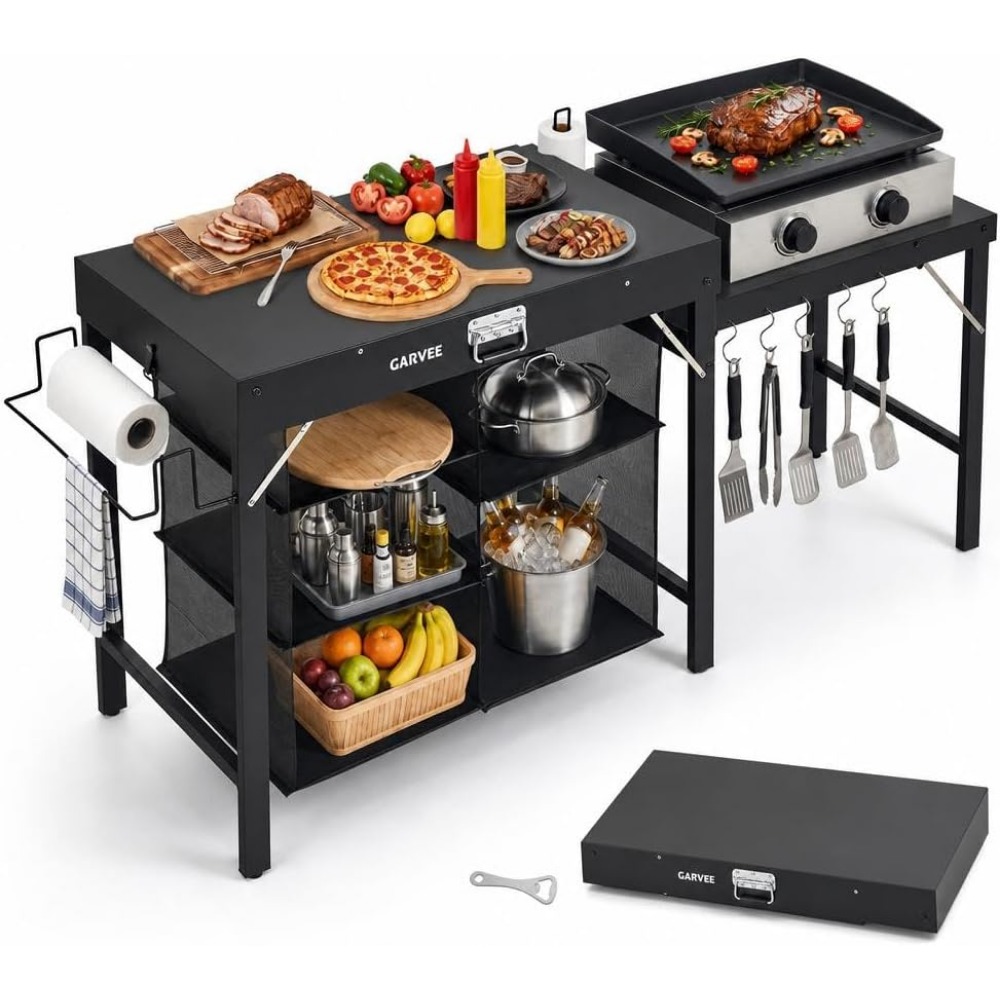 Camping Cooking Table - Tavolo Grill Pieghevole in Metallo con