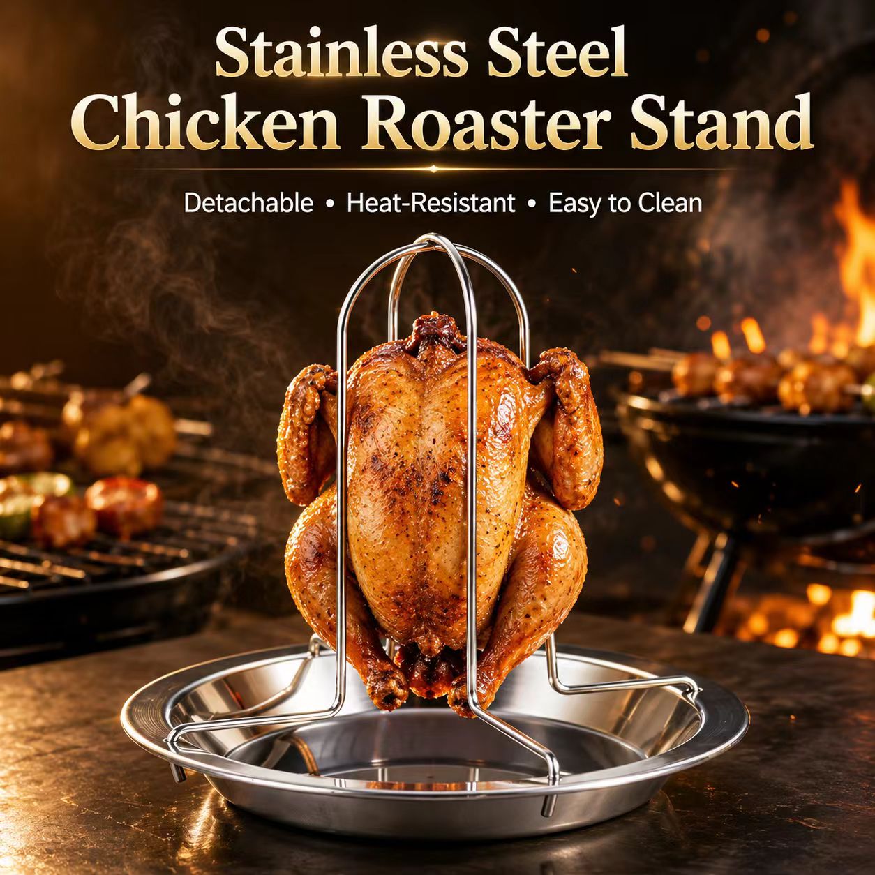 Camping Cooking Portable - Supporto Portatile per Grigliare Pollo Intero,