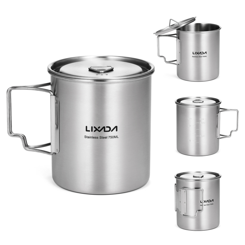 Camping Cooking Set Stainless Steel - Lixada tazza da 750ml tazza da