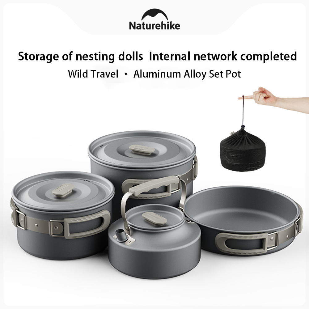 Camping Cooking Set Stainless Steel - Naturehike Set di pentole da esterno,
