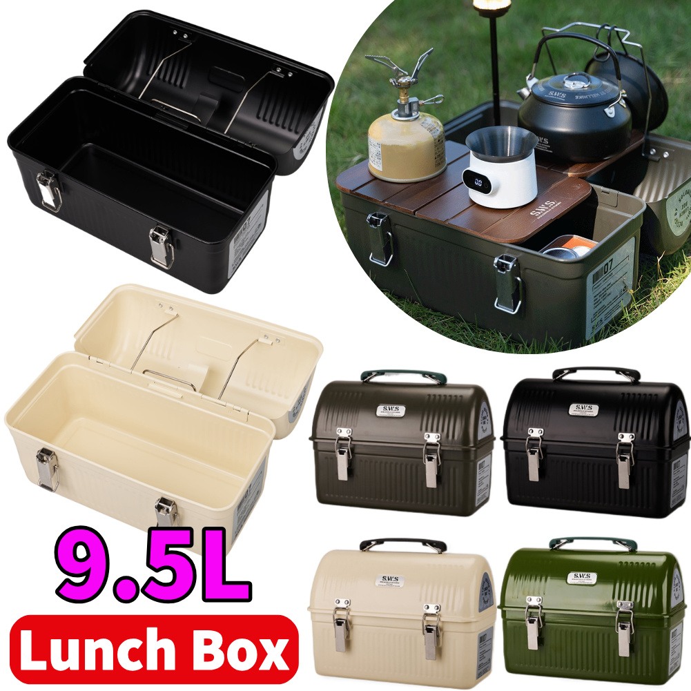 Camping Cooking Food - Portapranzo in metallo vintage da 9,5