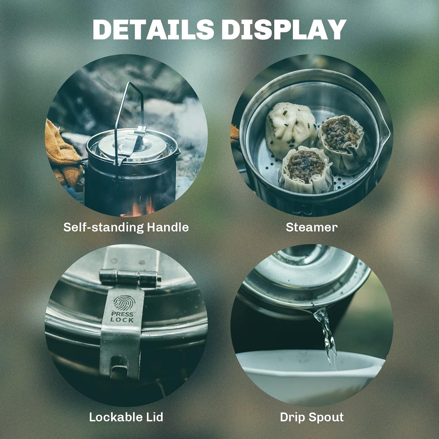 Pentola a vapore in acciaio in - Camping Cooking Set Stainless Steel recensione e prezzo