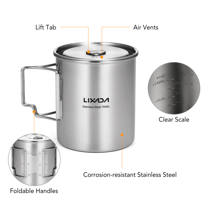Lixada tazza da 750ml tazza da - Camping Cooking Set Stainless Steel recensione e prezzo